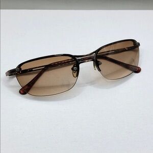 Vintage y2k half rim brown metal sunglasses by Express rectangular UNISEX